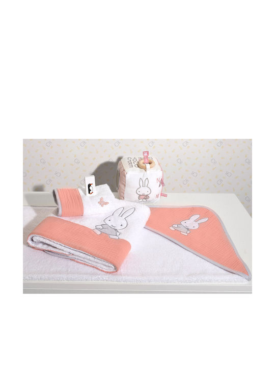 Miffy Halat De Baie Pentru Bebeluşi Cu Glugă Roz 75x75cm