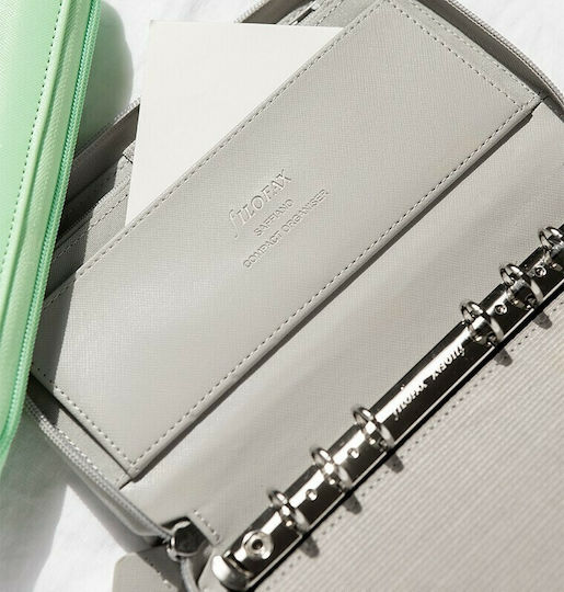 Filofax Organizer Saffiano Personal Compact Zip Γκρι Δερμάτινο