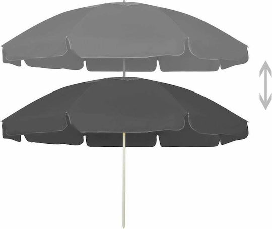 vidaXL Folding Beach Umbrella Diameter 2.4m with UV Protection Gray