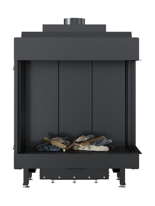 Kratki Leo P 76 62 G31 37 MBAR Ενεργειακό Τζάκι Ξύλου 5.1kW Δεξιά Γωνία με Σταθερή Πόρτα