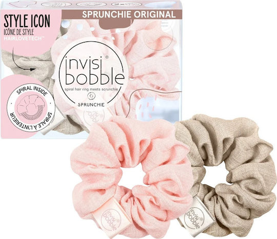 Invisibobble Sprunchie Duo Nordic Breeze Go with The Floe Samt Scrunchy Haargummis Rosa 2Stück