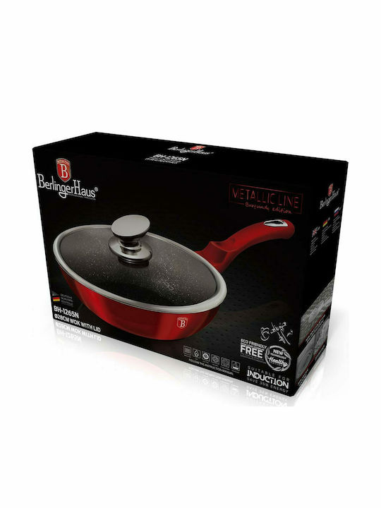 Berlinger Haus Metallic Line Wok από Αλουμίνιο Με Καπάκι με Επίστρωση από Πέτρα 28cm
