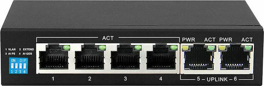 Extralink Ex.14305 Unmanaged L2 PoE+ Switch με 4 Θύρες Gigabit (1Gbps) Ethernet