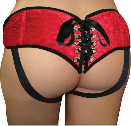 Sportsheets Lace Corsette Strap On Harness in Red Color