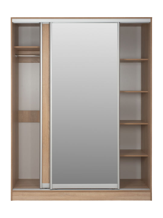 Double Door Wardrobe Sliding Adler with Mirror Sonama 160x60x210cm