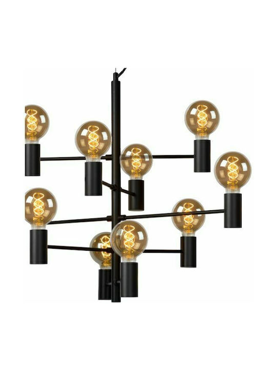 Lucide Lightning Pendant Chandelier for 10 Bulbs E27 Black