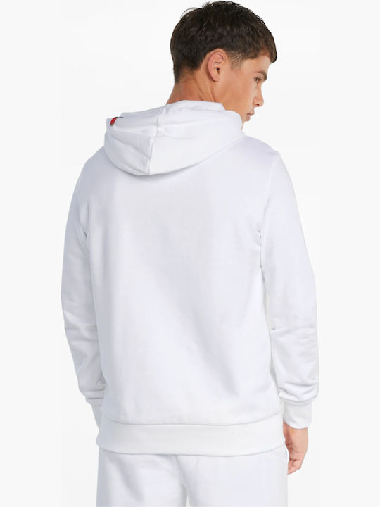 Puma Men's Sweatshirt with Hood and Pockets White