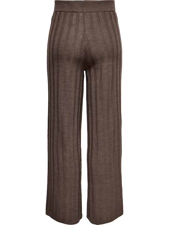 Femei Talie înaltă Din material textil Pantaloni cu elastic cu Croială Slim Cu dungi Castan Mel