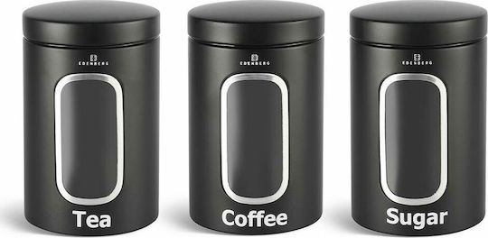 Edenberg Set 4Stück Gläser für Zucker / Kaffee / Tee mit Deckel Metallisch Braun Edenberg Set 4Stück Gläser für Zucker / Kaffee / Tee mit Deckel Metallisch Braun