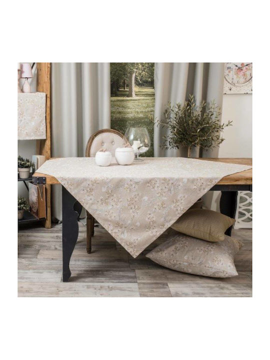 Teoran Marbela Cotton & Polyester Tablecloth Μπεζ 135x180cm