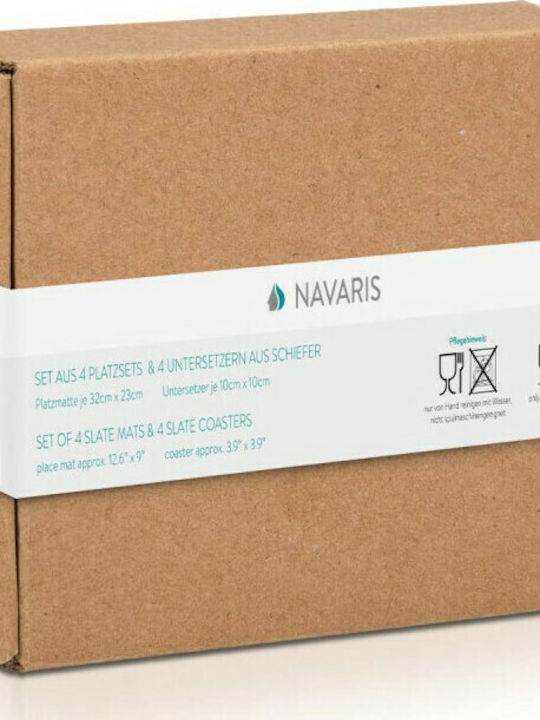 Navaris Stone Serving Platter with Coaster 8pcs
