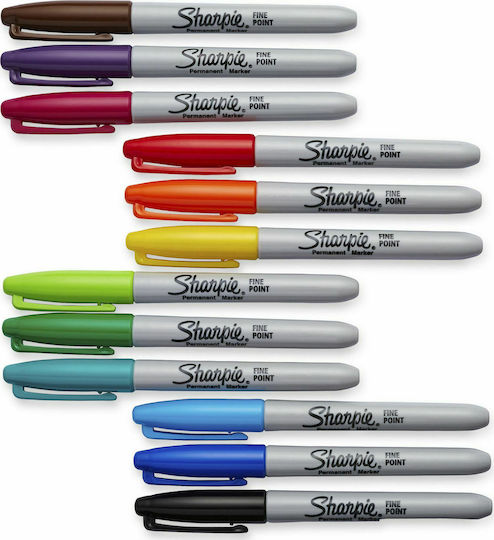 Sharpie Permanent Fine Μαρκαδόροι Σχεδίου 12 Colours Σετ 12 χρώματα