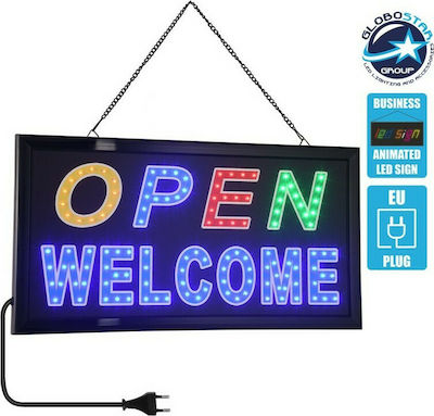 GloboStar Open Welcome Κυλιόμενη Πινακίδα LED Μονής Όψης 48x25cm