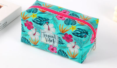 I-Total Gift Tropical Pencil Case with 1 Compartment Turquoise