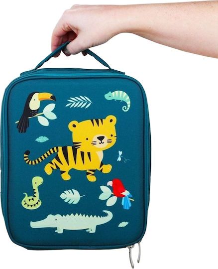 A Little Lovely Company School Insulated Hand Lunch Bag Green 24 x 29 x 9cm