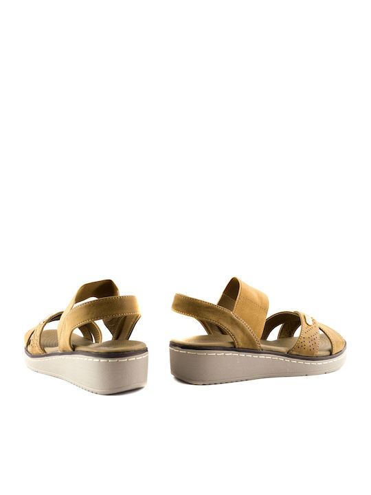 12064 Women's Ankle Strap Platforms Tabac Brown