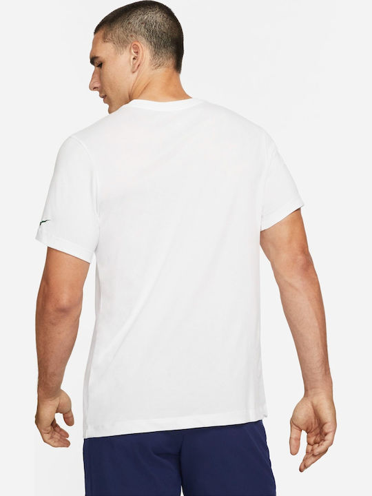 Nike Court Rafa Bărbați T-shirt Sportiv cu Mânecă Scurtă Dri-Fit Alb