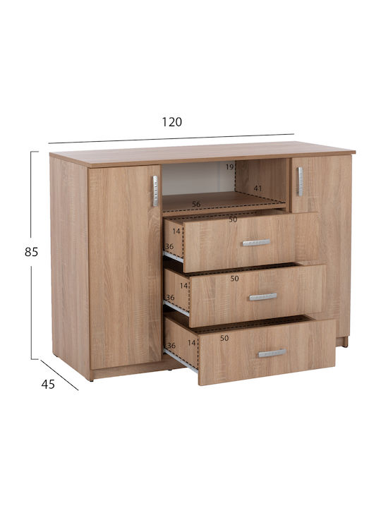 Wooden Buffet with Drawers Sonoma Oak L120xW45xH85cm