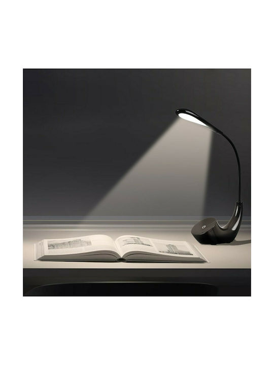 GloboStar Tesler Rechargeable LED Office Lamp with Flexible Arm in Black Color