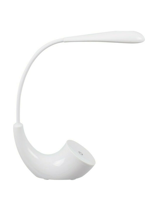 GloboStar Tesler Επαναφορτιζόμενο LED Φωτιστικό Γραφείου με Εύκαμπτο Βραχίονα σε Λευκό Χρώμα