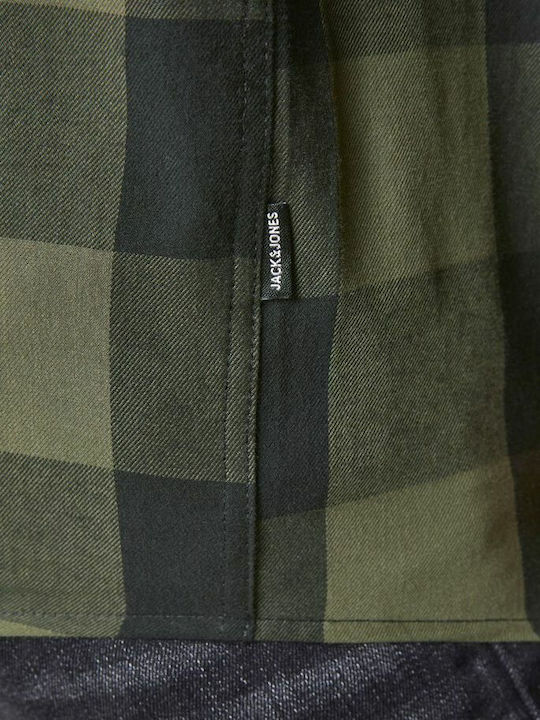 Cu mânecă lungă Flanel Cămașă Carou Olive prăfuit
