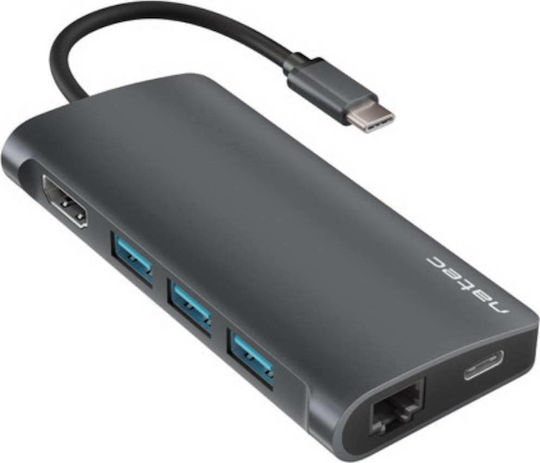 Natec Fowler 2 USB-C Докинг станция с HDMI 4K PD Етърнет Сив