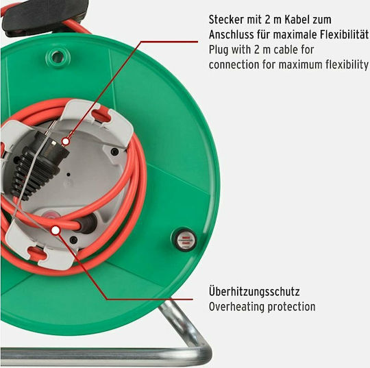 Brennenstuhl Cablu de prelungire 1 loc cu cablu de 38m Diametru 3 x 1.5mm² Rezistent la apă Verde