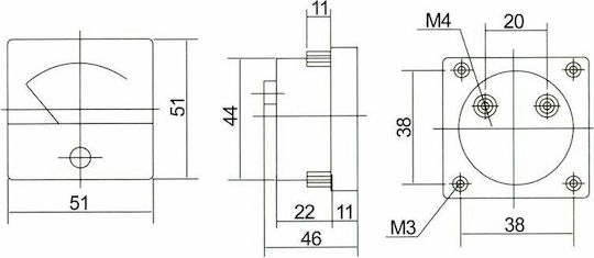 Blow Blow Electric Panel Meter Analog Single-Phase Voltmeter Panel 15V DC (51x51mm) DM-51-215