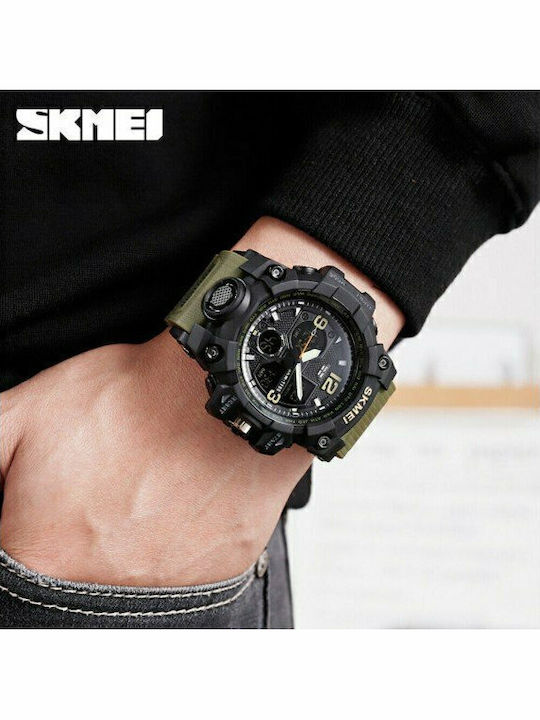 Skmei 1688 Analog/Digital Men's Watch 51mm Chronograph Battery with Rubber Strap Camo/Green