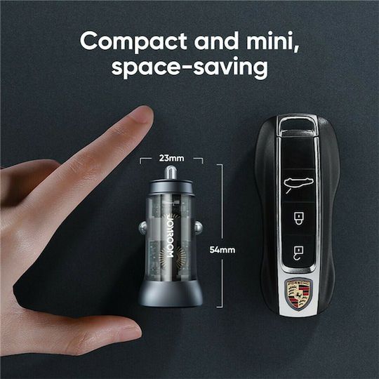 GloboStar Auto-Ladegerät 38W 3A Schnellladung mit Anschlüssen: 1xUSB 1xType-C Silber Farbe