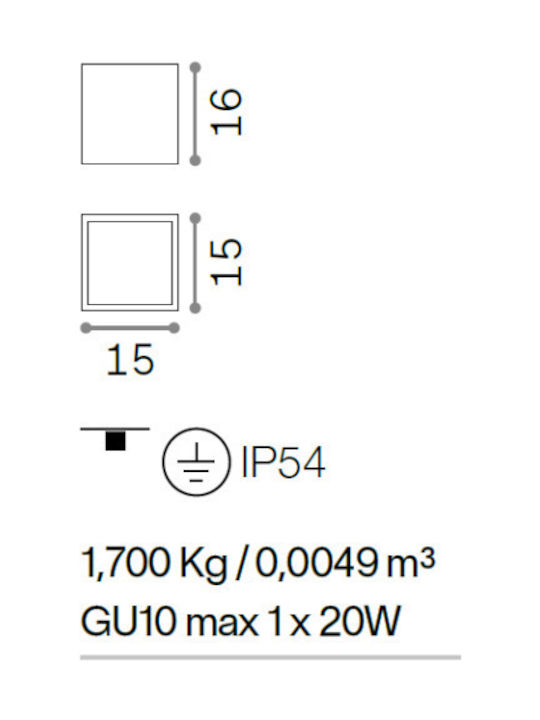 Ideal Lux Πλαφονιέρα Οροφής Εξωτερικού Χώρου GU10 σε Μαύρο Χρώμα 251530