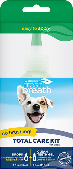 Tropiclean Fresh Breath Total Care Mouth Wash Dog against Bad Breath Water Enhancer 30ml & Clean Teeth Gel 118ml 30ml