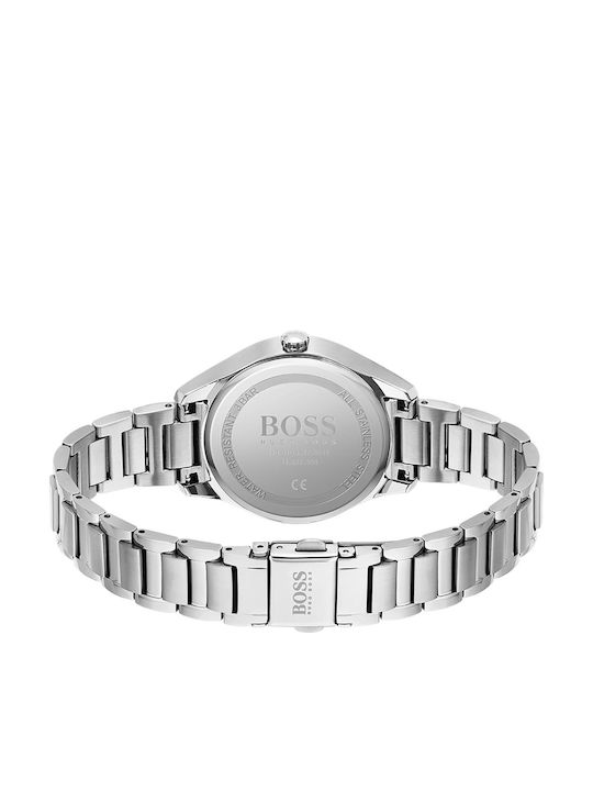 Boss Grand Course Γυναικείο Ρολόι 36mm Χρονογράφος Μπαταρίας με Ασημί Μεταλλικό Μπρασελέ