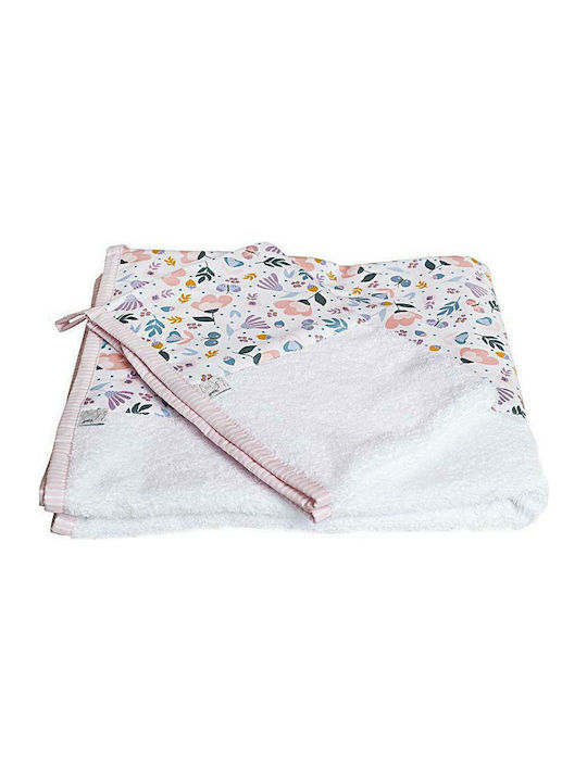Καρφιτσωμένος Γάτος Σετ Βρεφικές Πετσέτες 2τμχ Flowers Λευκές