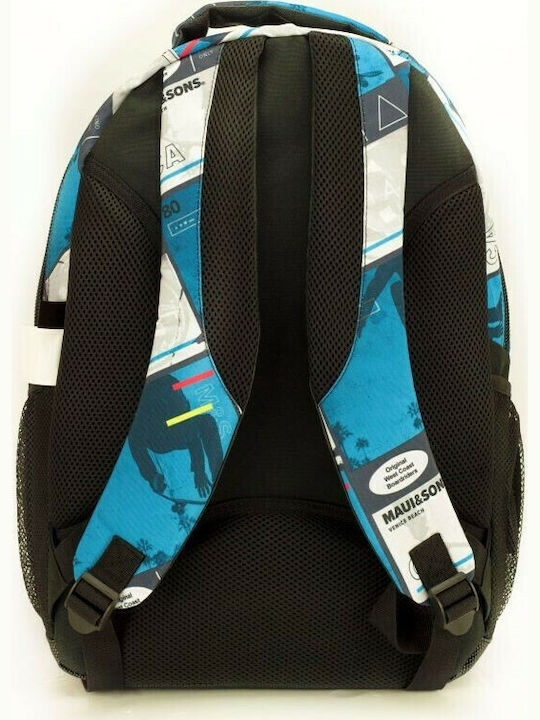 Maui & Sons School Bag Backpack Junior High-High School Blue with Water Bottle Holder 30Liters
