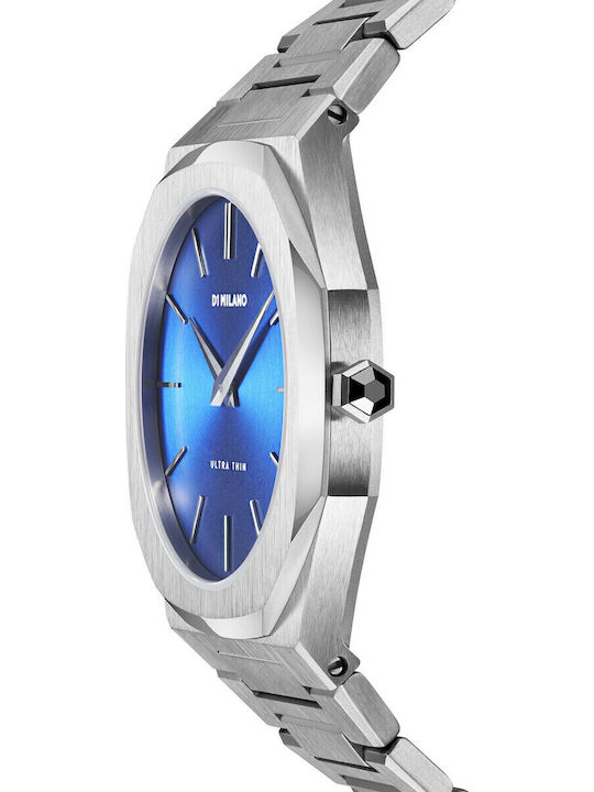 D1 Milano Ultra Thin Men's Watch 40mm Battery with Silver Metal Bracelet