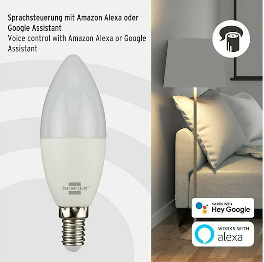 Brennenstuhl Смарт крушка LED 5W за фасунга E14 RGBW 400лм