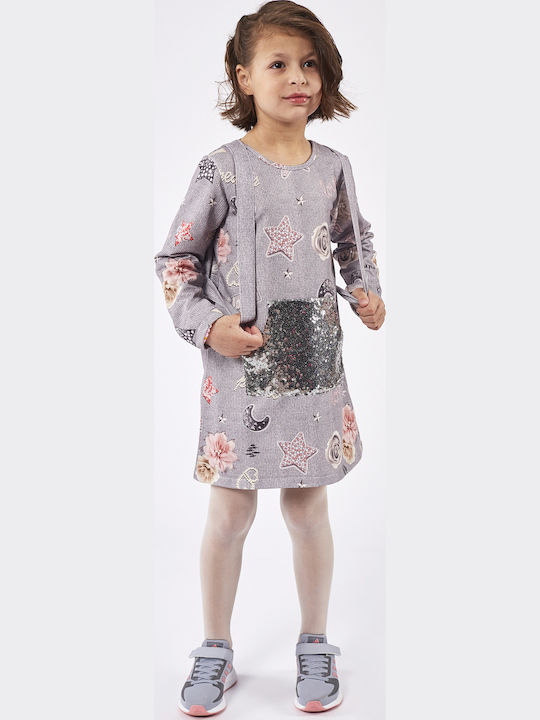 Children's Dress Long Sleeve Set with Accessories Gray