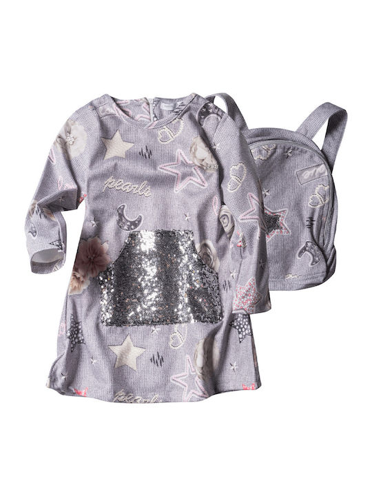 Children's Dress Long Sleeve Set with Accessories Gray