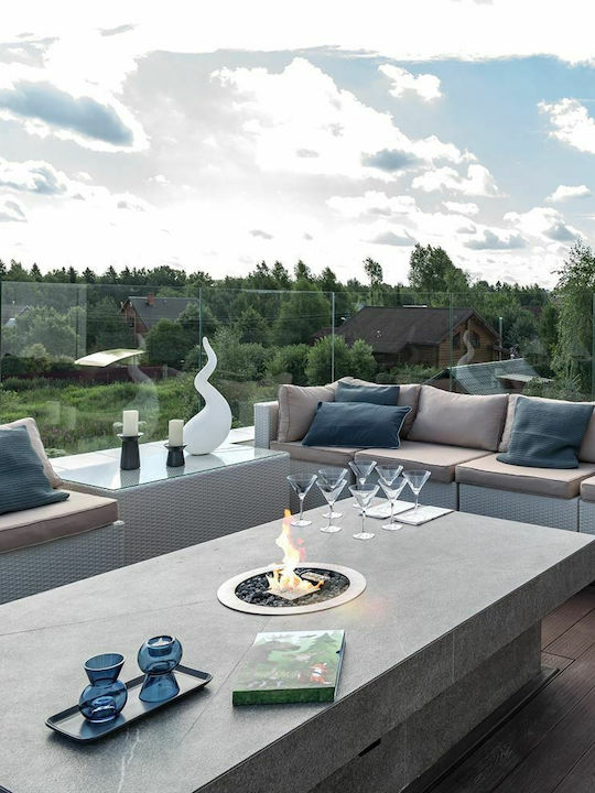 Planika Galio Fire Pit Insert Automatic Τζάκι Εξωτερικού Χώρου Μεταλλικό Λευκό 45x45x25cm