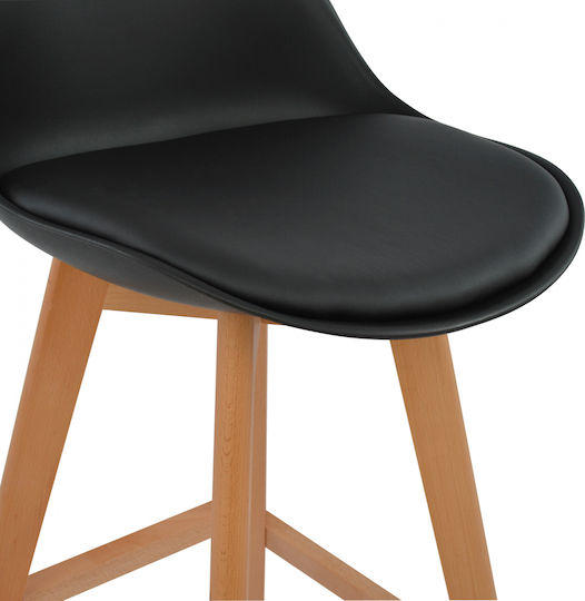 Stool Bar with Backrest made of Polypropylene Vegas Black 48x58x105cm