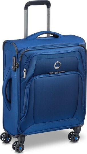 Delsey Optimax Cabin Travel Suitcase Fabric Blue with 4 Wheels Height 55cm