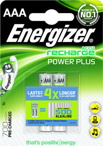 Energizer Power Plus Επαναφορτιζόμενες Μπαταρίες AAA Ni-MH 700mAh 1.2V 2τμχ