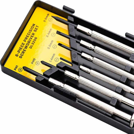 Deli Set 6 Precision Screwdrivers with 6 Interchangeable Tips