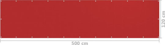 vidaXL Schattentrennwand Rot Mit Hoop 1.2x5m 160gr/m² hergestellt aus HDPE