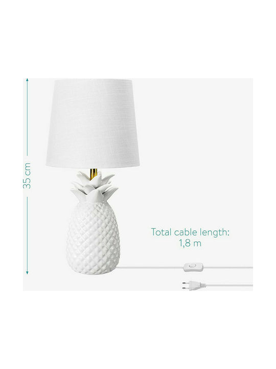 Navaris Ceramic Table Lamp for Socket E14 with White Shade and Base