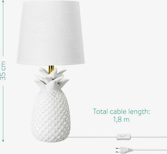 Navaris Ceramic Table Lamp for Socket E14 with White Shade and Base