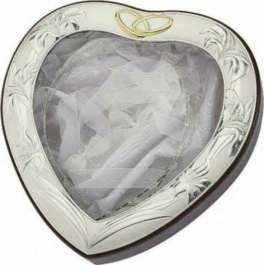 Prince Silvero Cutie pentru Coroană de Nuntă în Formă de Inimă Silver/White 27x23εκ.
