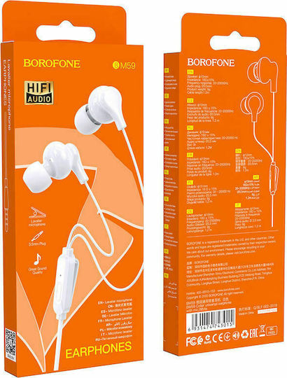 Borofone BM59 În ureche Handsfree cu Mufă 3.5mm Alb