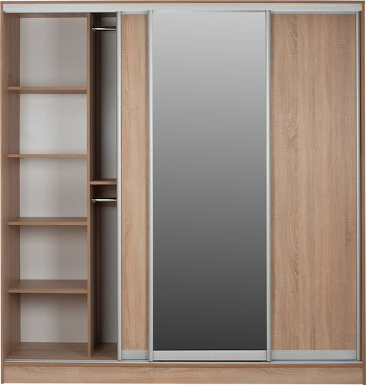 Adler Dulap Cu Ușă Triplă Glisant Cu Oglindă Sonoma Stejar 200x60x210cm